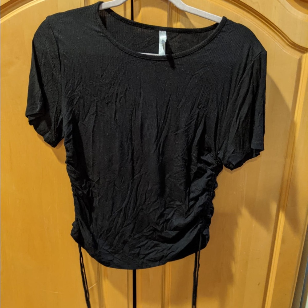 Black crop top with side adjustment ties